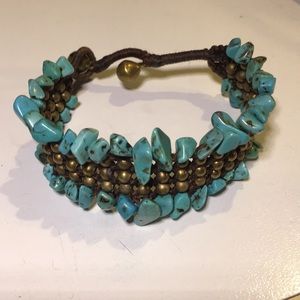 Amazing handcrafted bracelet turquoise brass beads